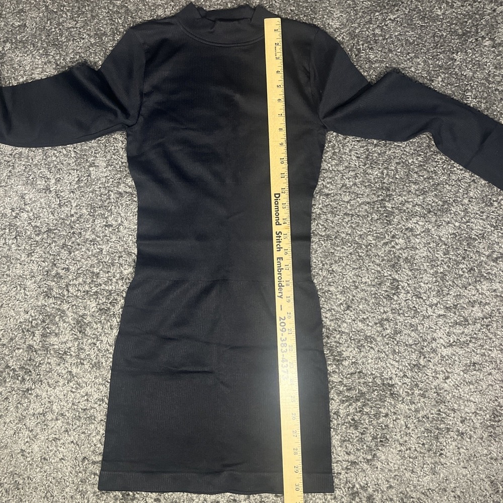 Black Oqq Tummy Control Long Sleeve Dress Thumb Holes Mock Turtleneck Small - Picture 3 of 9